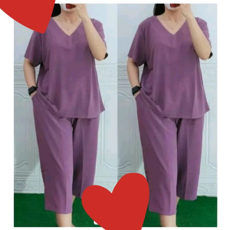 Promo Baju Murah Stelan Perempuan Cringkel Airflow Terbaru/Stelan Wanita/One Set Kekinian/Stelan And