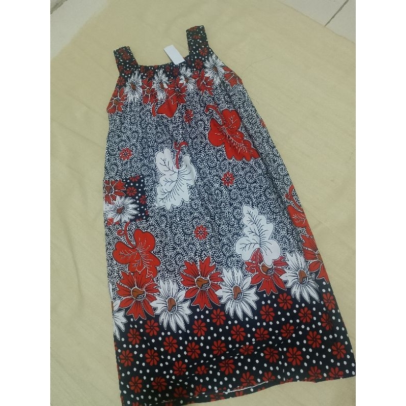 daster tali motif bunga merah putih ukuran 114 panjang 92