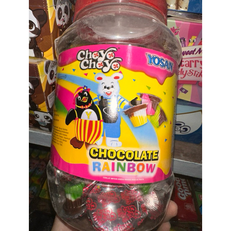 

Choyo Coklat Colek Rainbow Pelangi Jajanan Anak isi 60pcs Toples