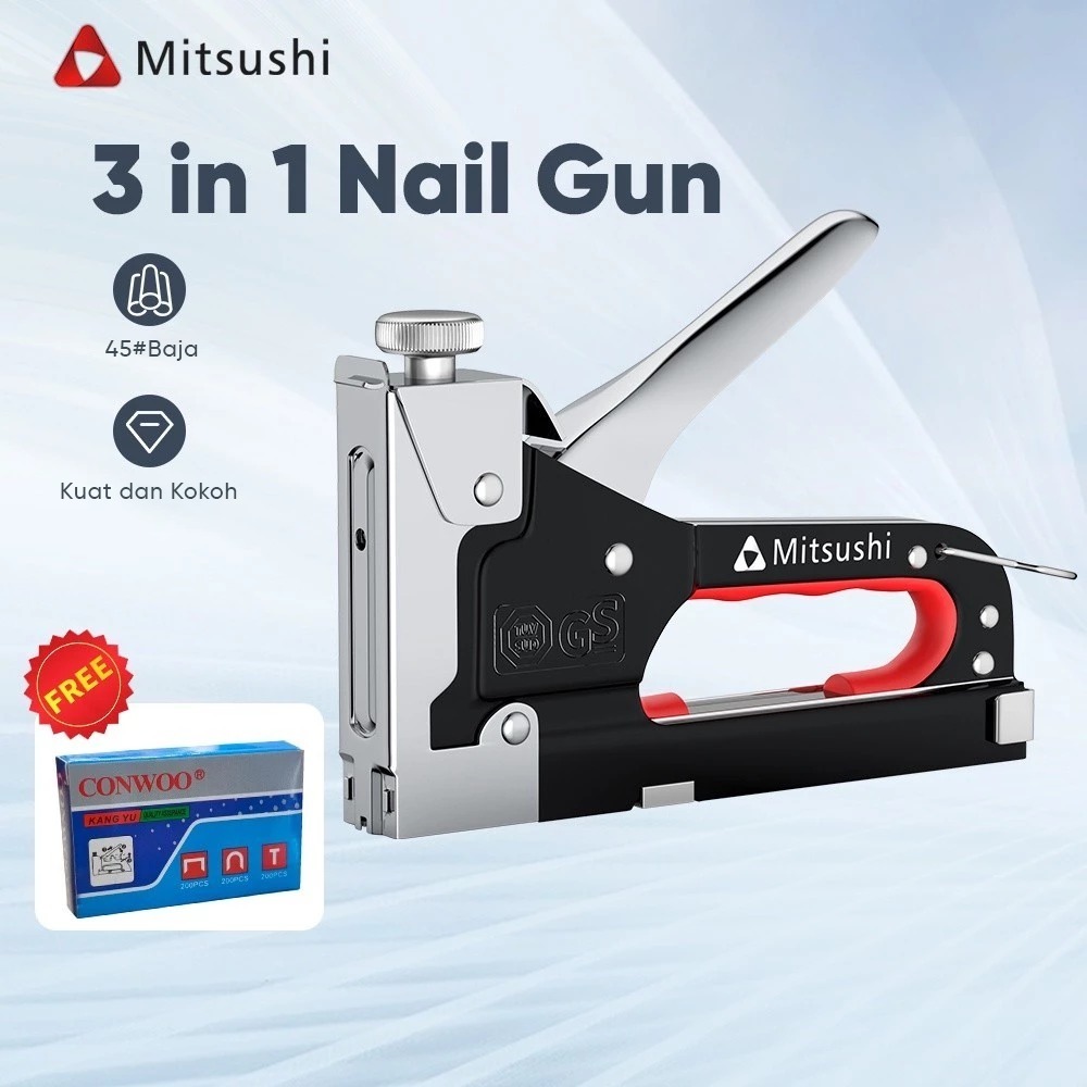

Mitsushi 3 In 1 Stapler Gun Staples Tembak Gun Tacker Powerfull Pistol Stapler Gratis 600 Staples