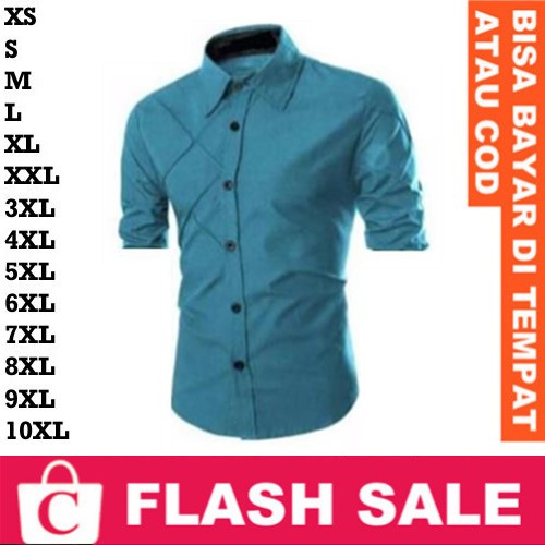 FortKlass FORTGLASS RISRUS FASHION Snowshop Hem Cowok Kemeja Pria Jumbo Big Size Lengan Pendek Garis