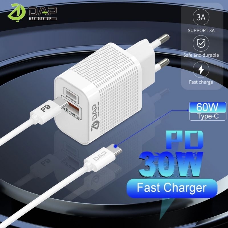 Charger DAP D-AP9C 2 Port C To C Qualcomm 3.0 Casan DAP 2 Port D-AP9C C To C Original Fast Charging