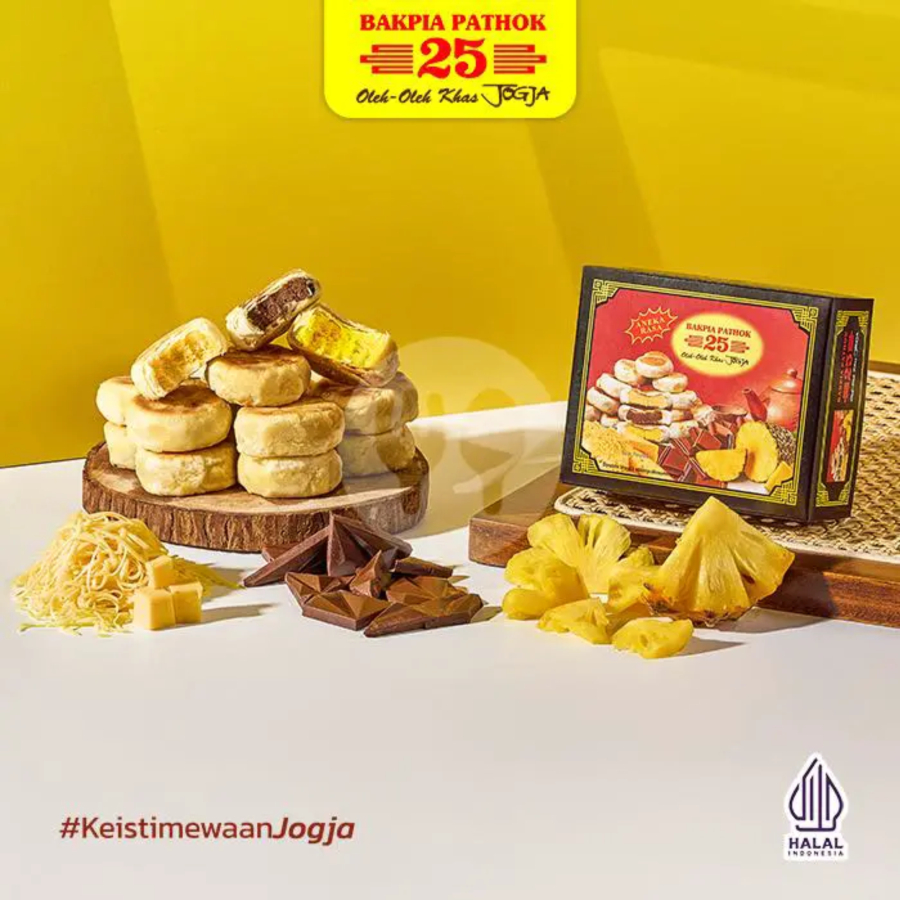 

[COD] Bakpia Pathok 25 Original Kemasan Vacuum Vakum Aneka Rasa Cokelat Keju Nanas Isi 15pcs/kotak