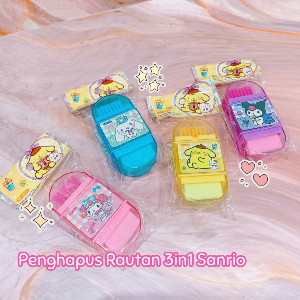 

Rautan Penghapus 3in1 Sanrio Penghapus dan Rautan Praktis Untuk Pensil Kayu Karakter Sanrio