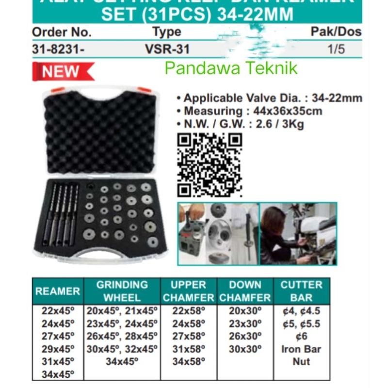 Alat seting klep dan reamer 31 pcs