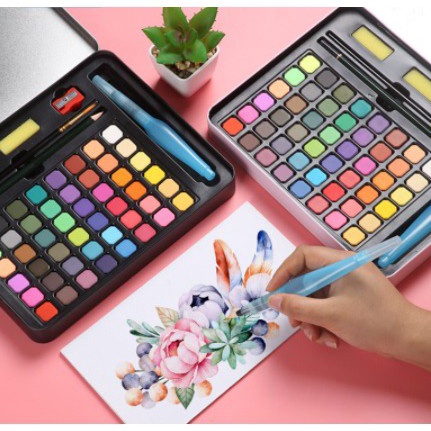 

3648 Watercolor Set Cat Air Set Bonus Kuas dan Kertas Gambar Cat Air Padat Solid Watercolor Set 36 48 Warna Cat Air KODE X2J8