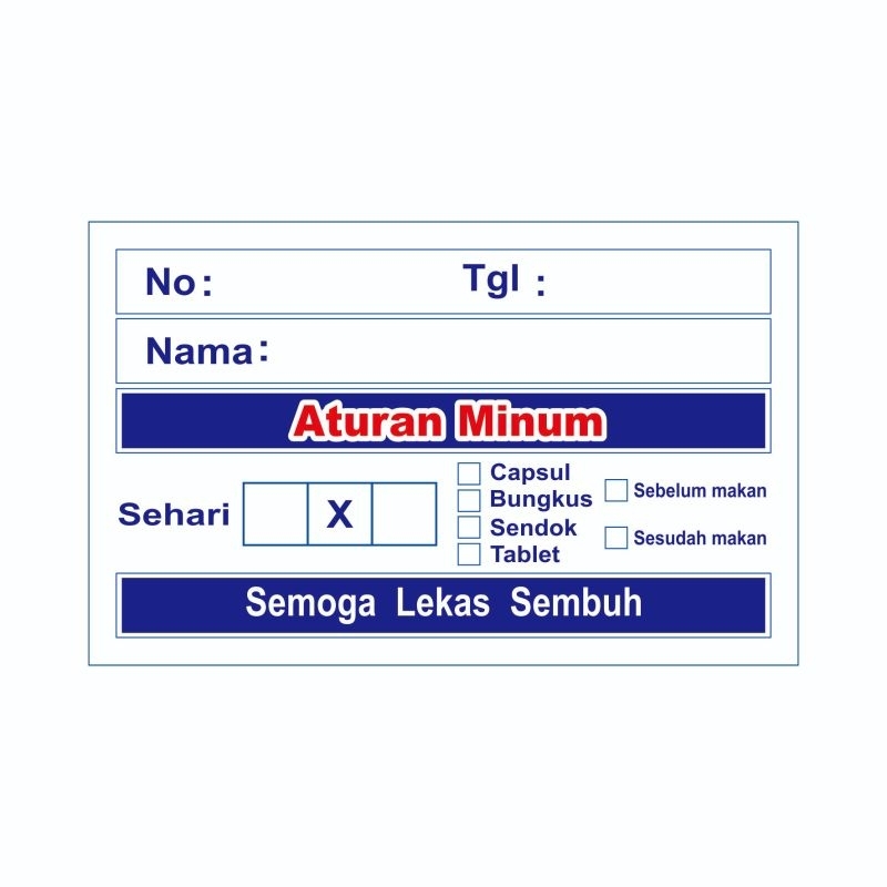 

ETIKET OBAT ( 1 pak isi 50 pcs )