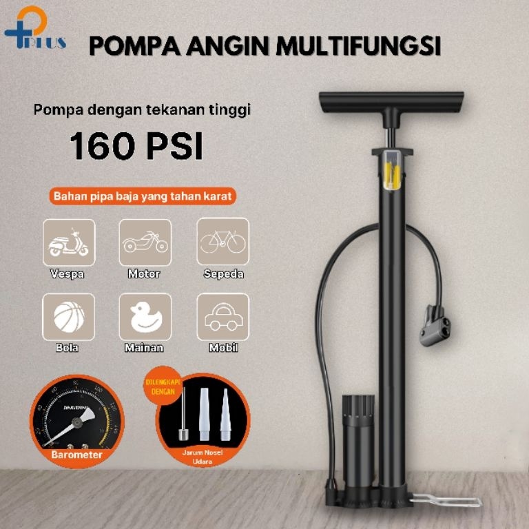 Yang Terbaik  Pplus  Pompa Angin Sepeda Motor Mobil Tabung Meter Black  High Pressure Pompa Angin Po