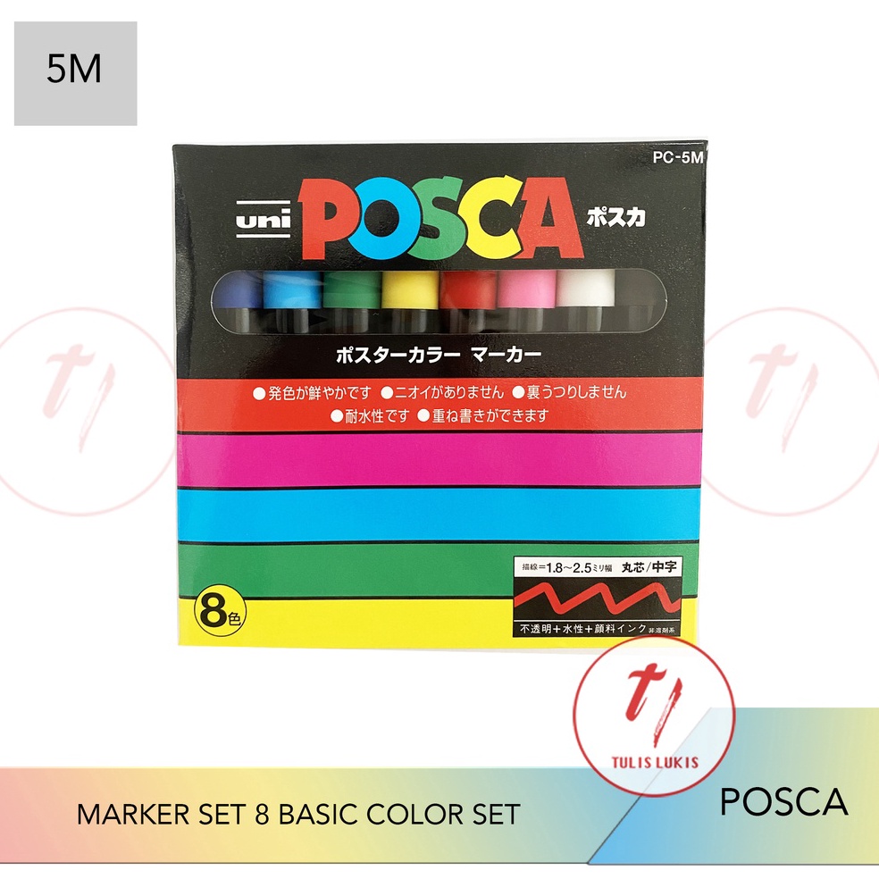 

Spidol Uni Posca Marker PC5M Basic 8 Colors Set KODE K1P9