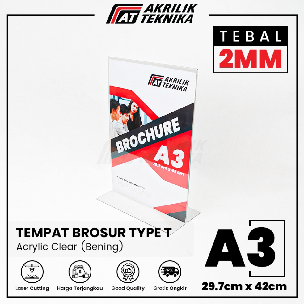 

Tempat Brosur Akrilik Tent Card Holder Portrait T Ukuran A3 2mm KODE K3A9