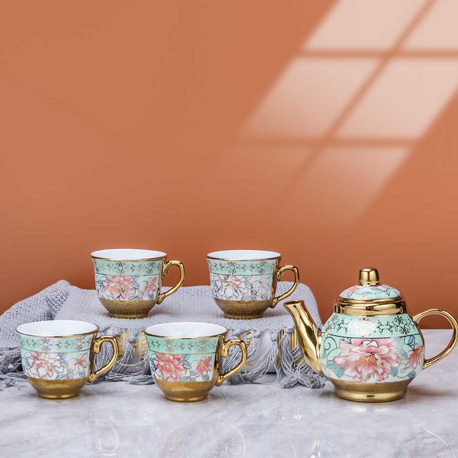 Terlaris Gelas Keramik Set 1 Teko 4 Cangkir Teko Set Keramik SUNFILI Tea Set Hampers Parsel Cangkir 