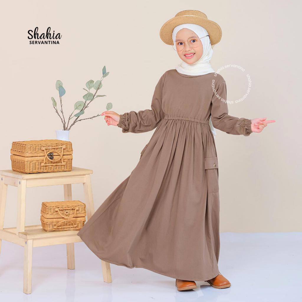 Shahia Servantina -  Laiqa Gamis Polos Cotton Combed Anak Perempuan