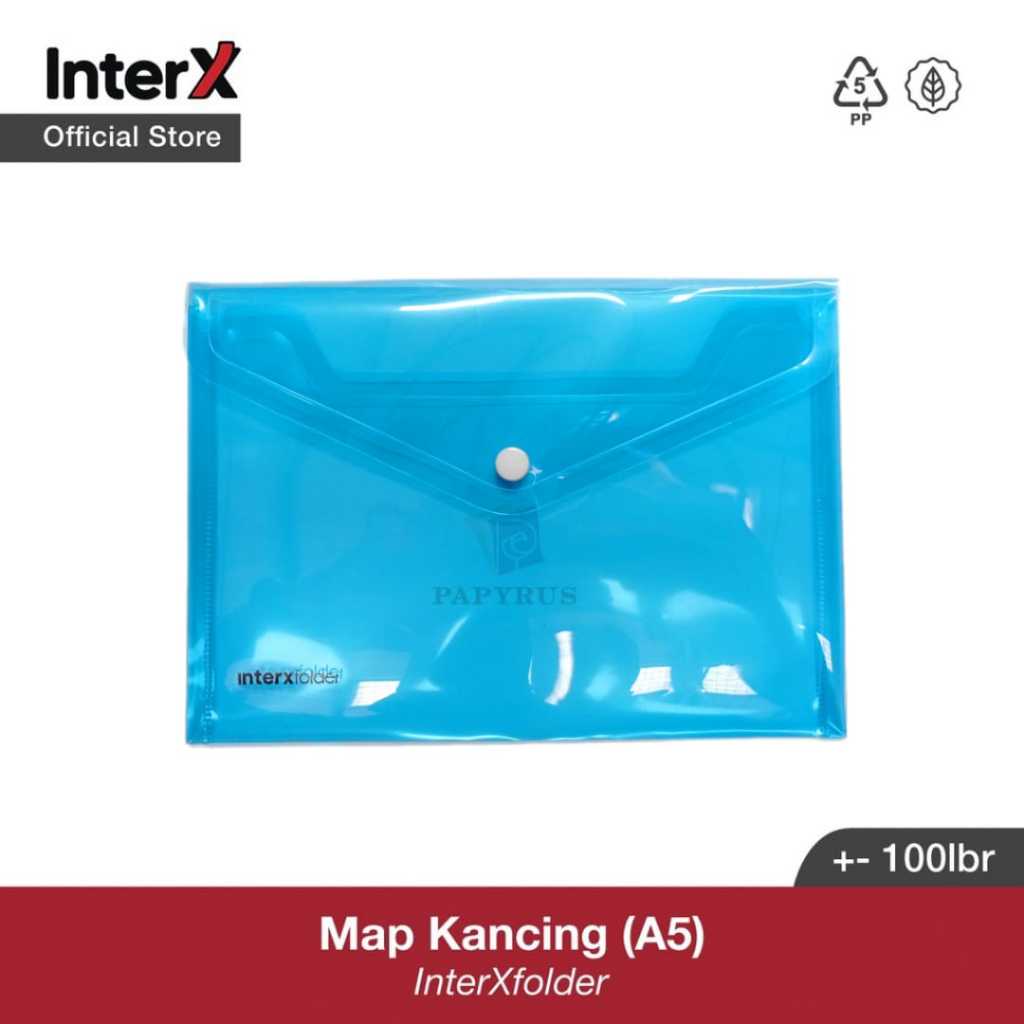 

MAP PLASTIK KANCING / MAP KANCING PUNGGUNG / DOCUMENT BAG / MAP KANCING A5 INTER-X DBX10A5 BIRU