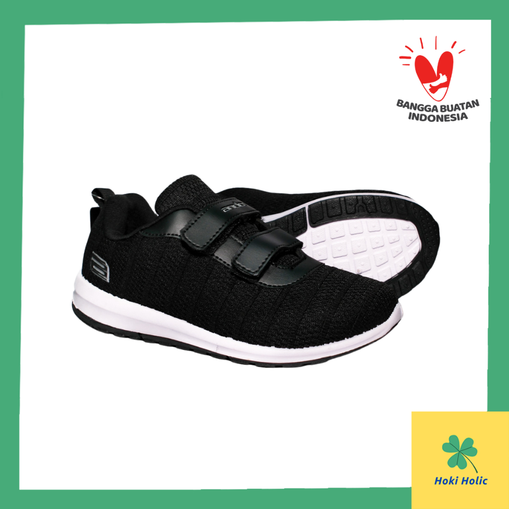 Sepatu Sekolah Anak Hitam Ando - Sepatu Sekolah Anak Perempuan Laki Laki PAUD TK SD Perekat Senakers