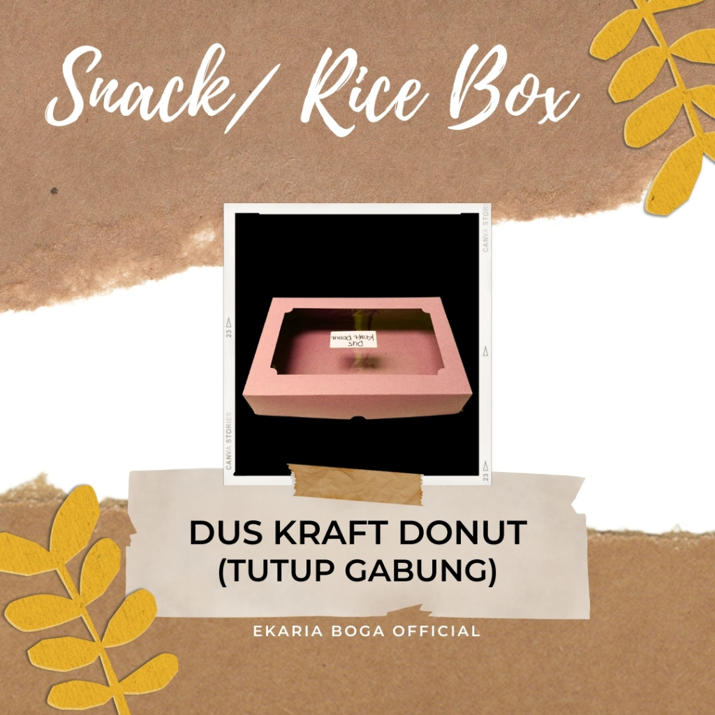 

SNACK BOX/ RICE BOX | DUS DONAT / ROTI / KUE / MAKANAN | DUS KRAFT DONUT KOTAK UNTUK KEMASAN DONAT, DLL