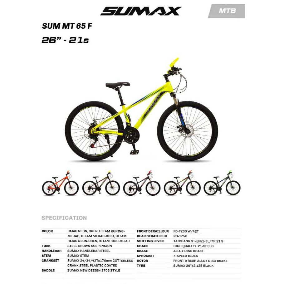 Sepeda Gunung MTB 24-26 inch SUMAX 21 Speed Steel By ATLANTIS