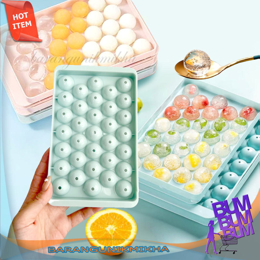 Cetakan Es Mini Bulat 33 Slot Ice Ball Molds Agar Jelly Pencetak Puding Cokelat Bentuk Bola - BUM