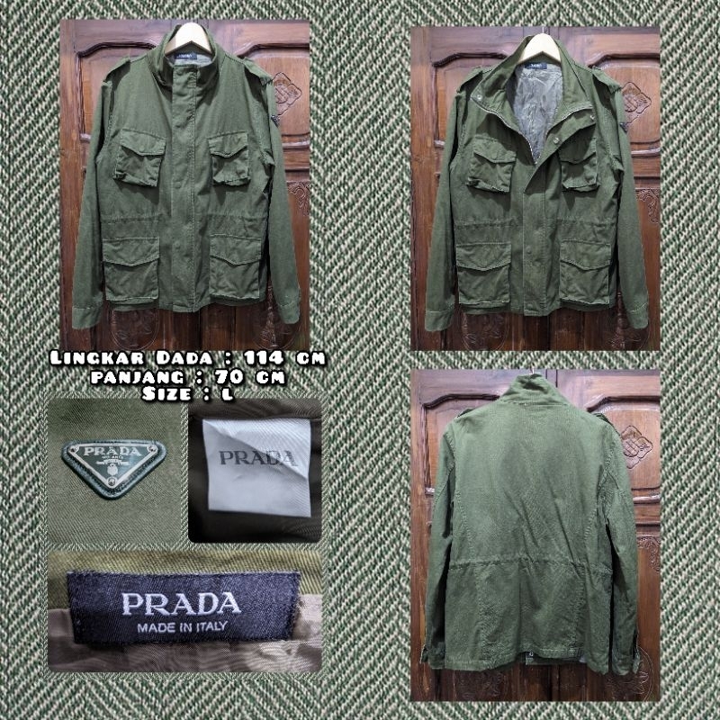 Jaket Parka Military M65 Merk Prada Warna Hijau Army Second Original.