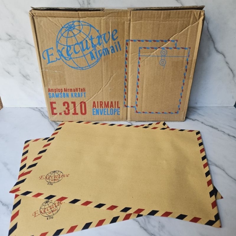 

50 Pcs Amplop Coklat Tali air mail 310 executif ukuran Folio 25 x 35 cm