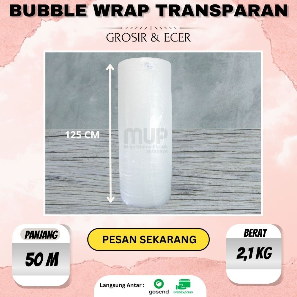 

Bubble Wrap Bening 1 Roll Surabaya / Plastik Bubble Wrap Transparan , Pengaman Kiriman Paket