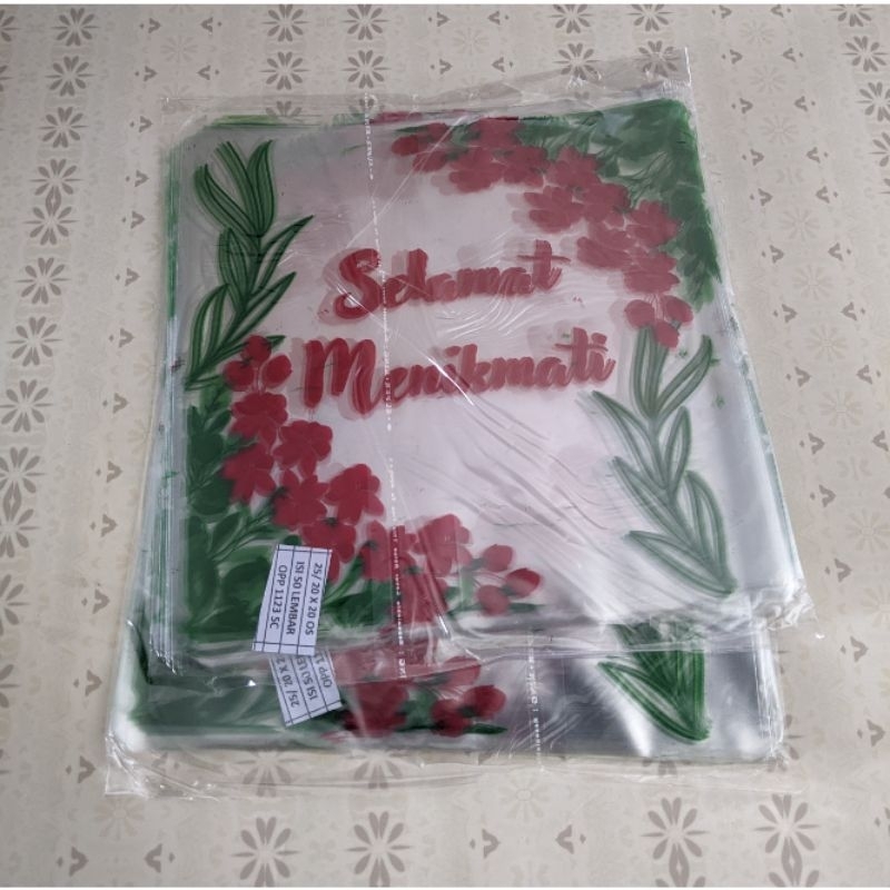 PLASTIK 20×20 SAMIR TUTUP NASI KOTAK SELAMAT MENIKMATI
