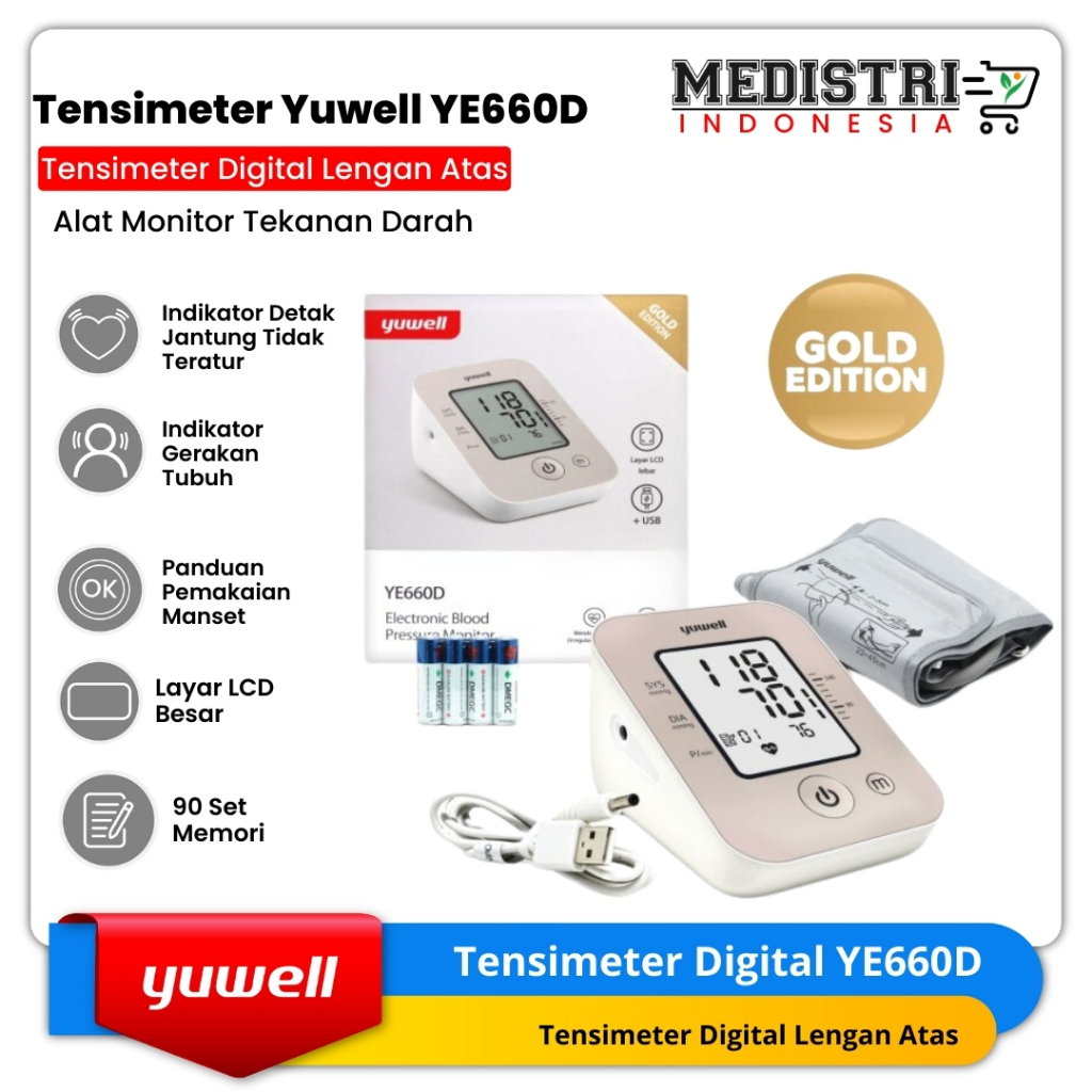 Yuwell Tensimeter Digital YE 660 D Alat Tensi Tekanan Darah Original