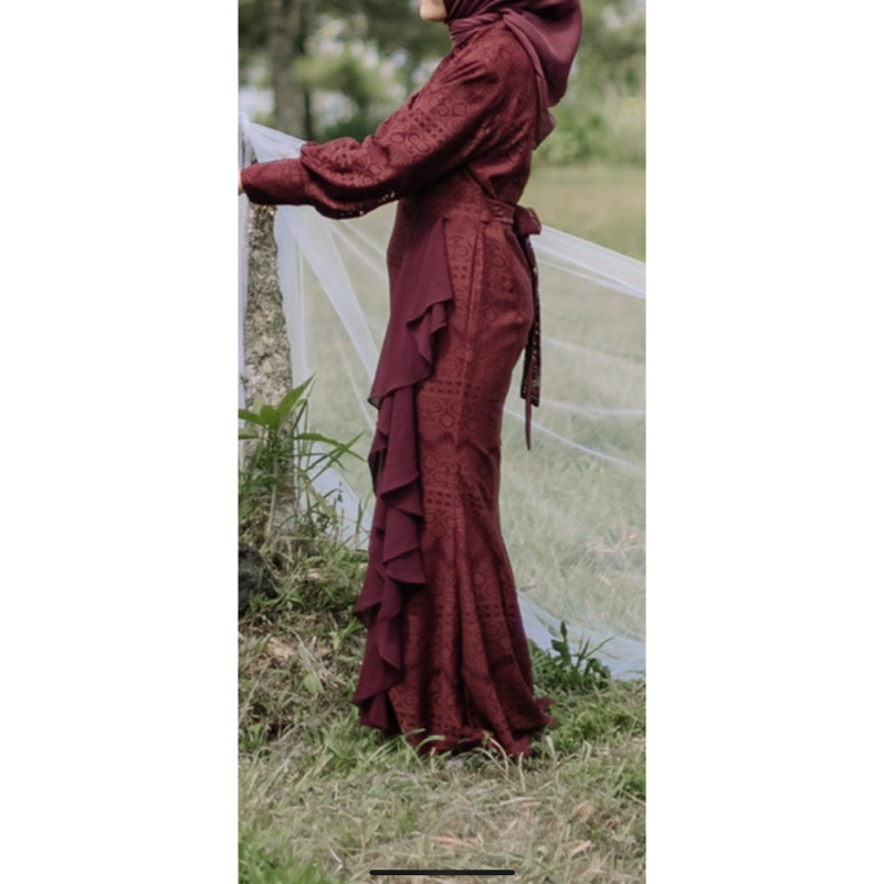 Edmore ID Luihara Dress Mix Lazylo Dress Burgundy size L