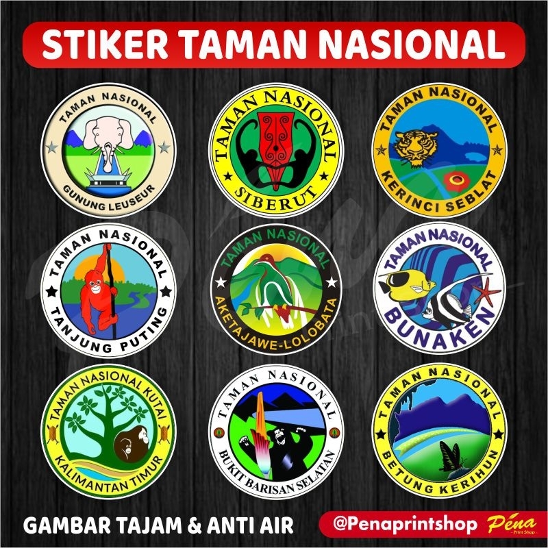 Stiker Taman Nasional Indonesia / Stiker Gunung Survival Adventure
