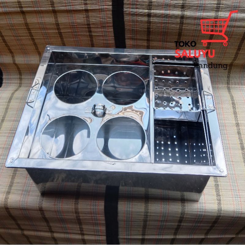 Dandang Buleng Kotak Mie ayam Lubang 4 Stainles