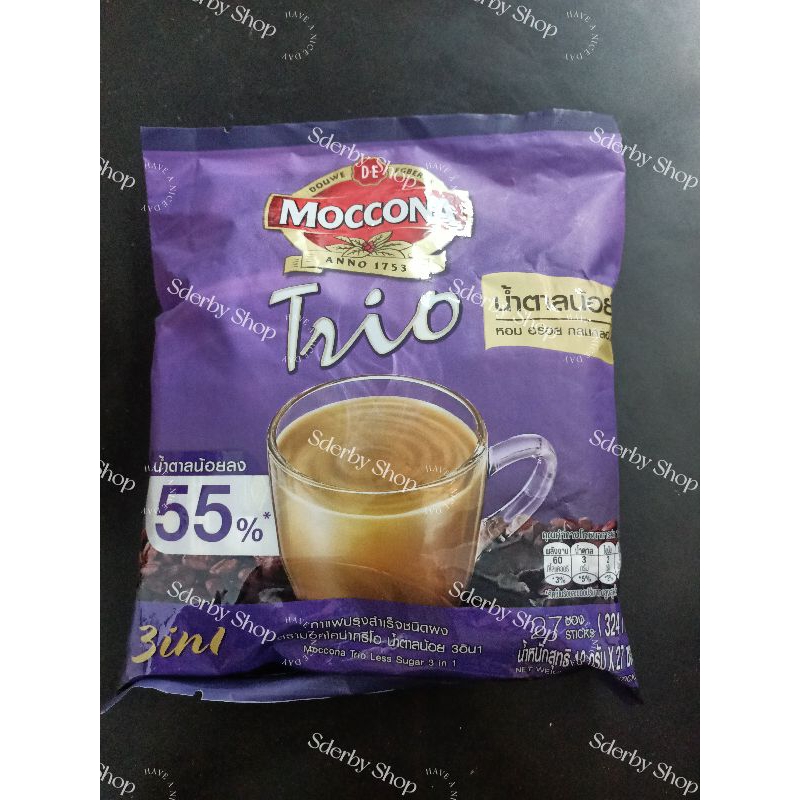 

Moccona Trio Coffee Less Sugar 3in1 Kopi Instan 55%