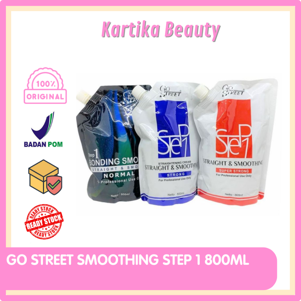 GO STREET STRAIGHTENING CREAM STEP 1 800ML SMOOTHING RAMBUT PELURUS RAMBUT  | GO STREET NEUTRALIZER 