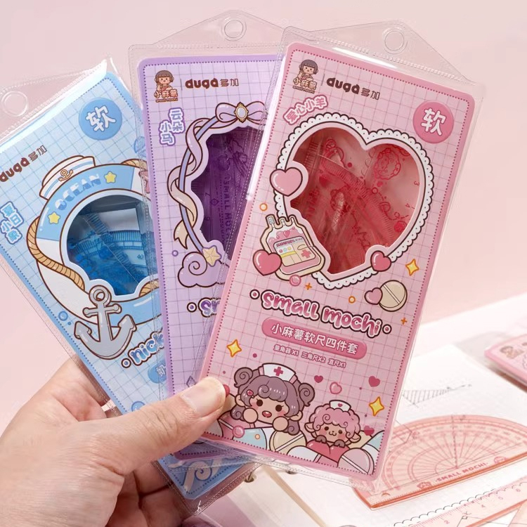 

Ruler Stationery Lucu set penggaris sekolah 4 in 1 Penggaris Busur Math Set Matematika 15cm Mochi