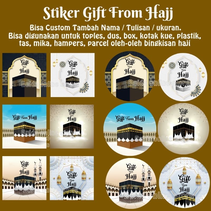 

Label Sticker Stiker Gift From Hajj Hangtag oleh-oleh haji dekorasi hampers parcel hadiah bingkisan souvenir Segel Kemasan Toples dus Nasi box kotak Kue paperbag plastik hiasan toples kurma kacang arab coklat kerikil kismis snack Packaging Sealer