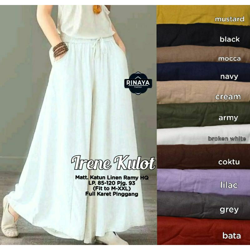 Irene celana kulot katun linen rami