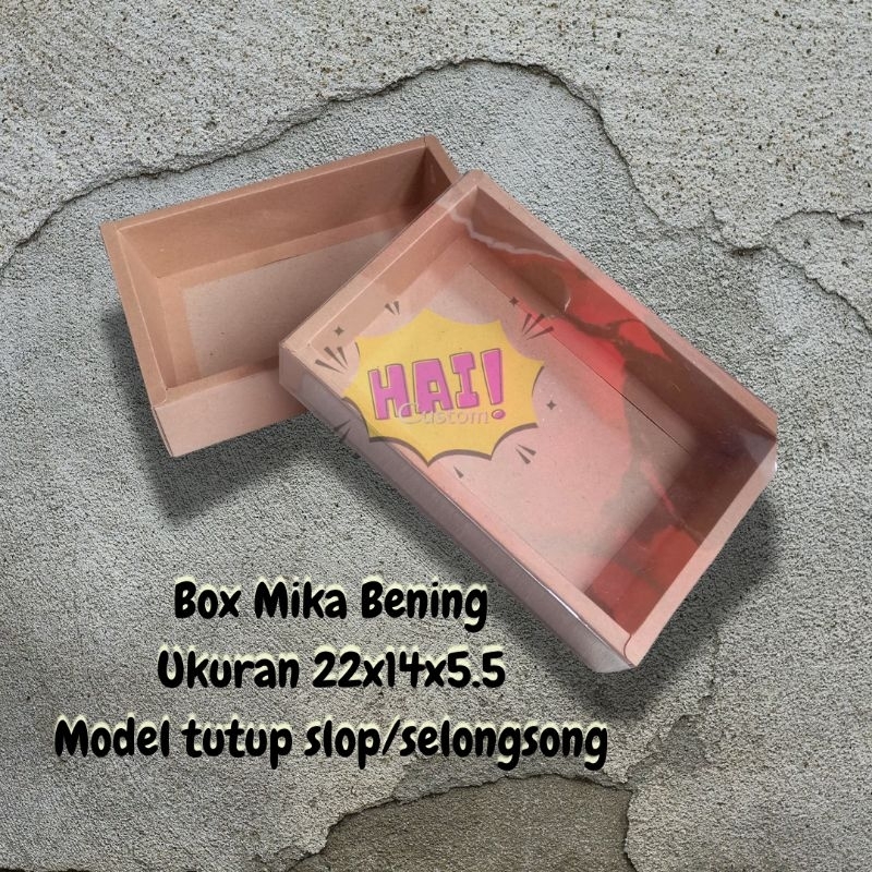 

Box Mika Sliding Box Tutup Mika Bening Kotak Souvenir Kardus Packing Kemasan 22x14x5,5