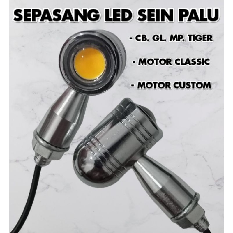 SEPASANG Riting sein almini stainless CB. GL. MP. TIGER. motor classic motor custom model palu nyala