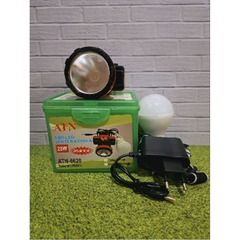 Lampu Senter Kepala ATN Lampu Senter Kepala+Lampu DC 6620 PUTIH