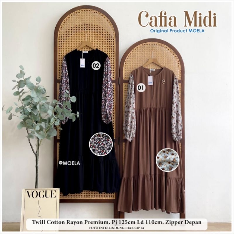 CAFIA MIDI DRESS TWILL COTTON RAYON PREMIUM BUSUI FRIENDLY BY MOELA