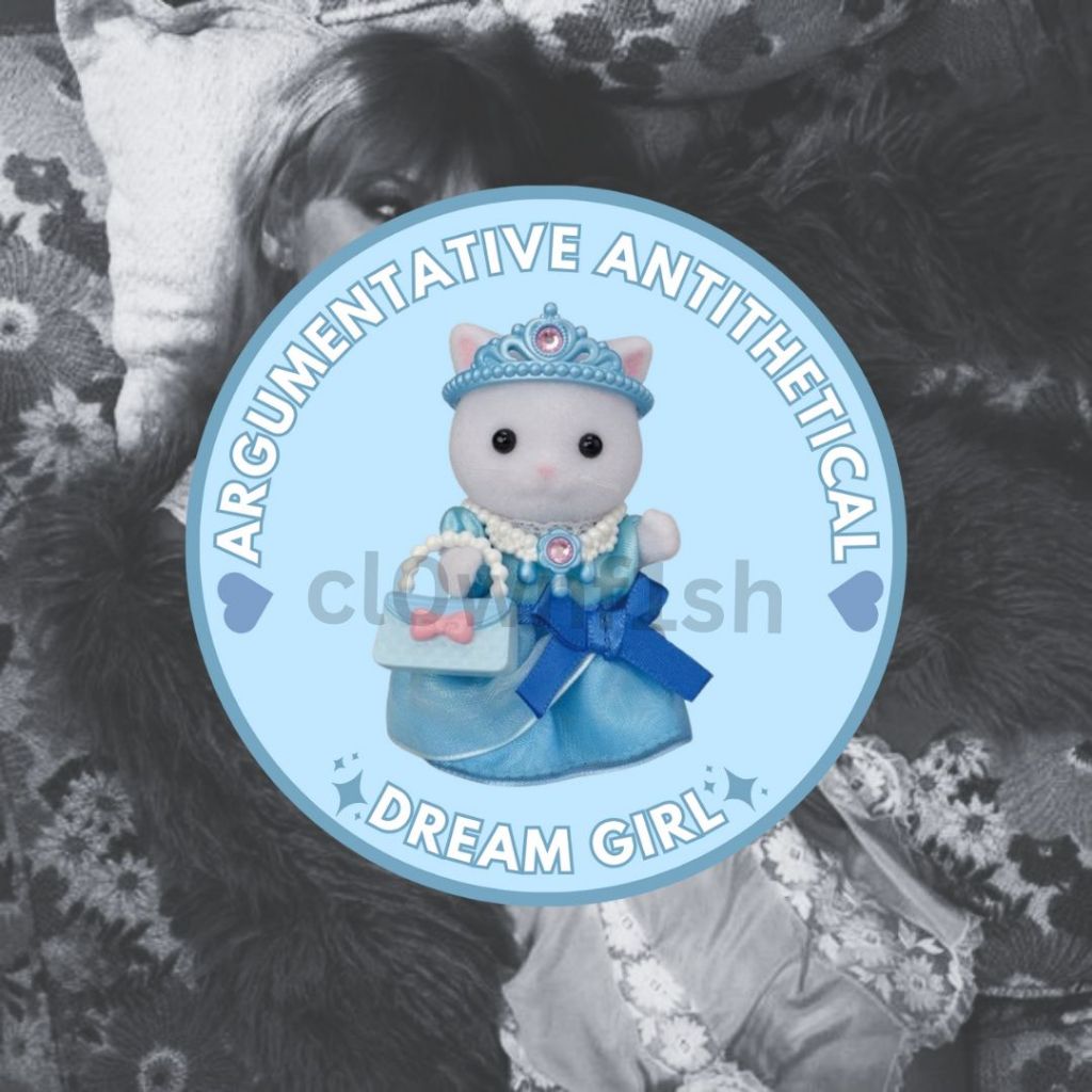 

Argumentative Antithetical Dream Girl Taylor Swift Sylvanian Families Sticker (Hits Different - The Tortured Poets Department)