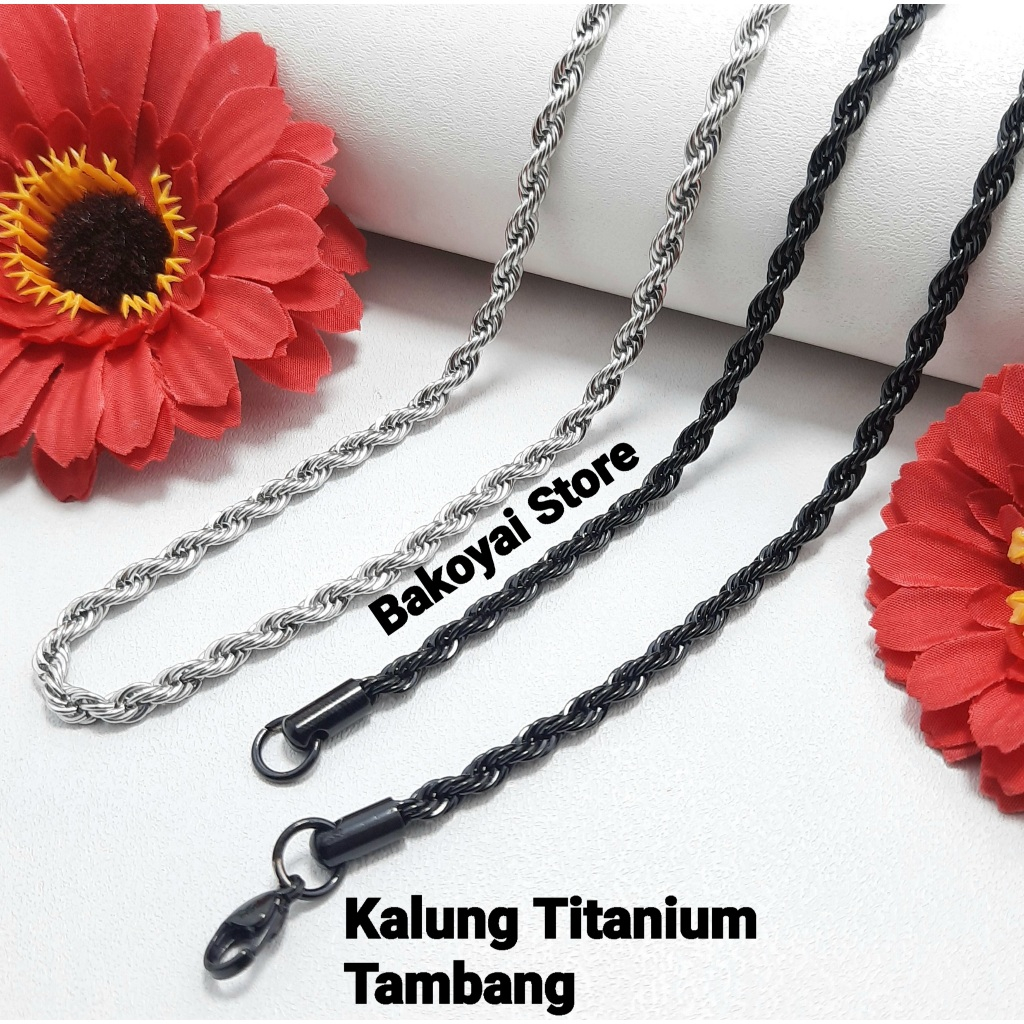 Kalung Tambang Besar Rantai Kalung Titanium Anti Karat Kalung Pria Wanita Anti Luntur Kalung Keren