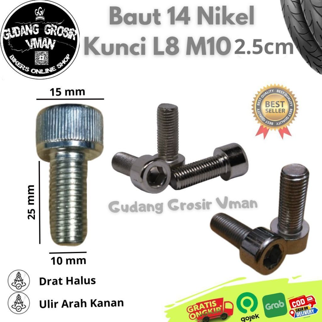 Baut L (ukuran baut 14, mata kunci L8)