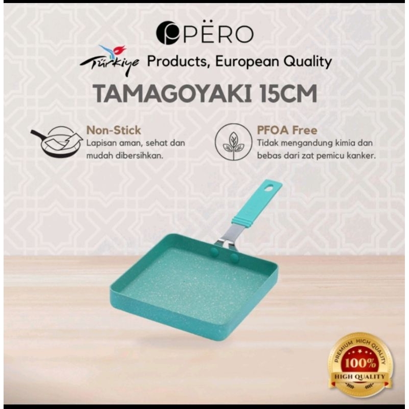 PERO Tamagoyaki Square Pan 15cm non stick / wajan telur omelet 15 cm mint