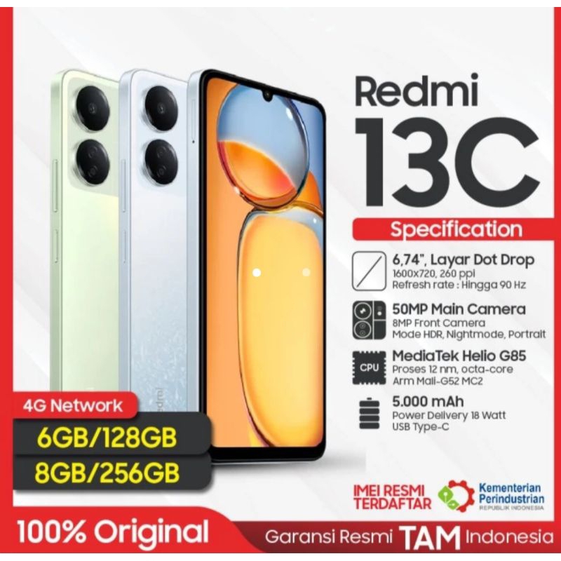 XIAOMI REDMI 13C RAM ( 6/128 DAN 8/256 ) SEGEL RESMI