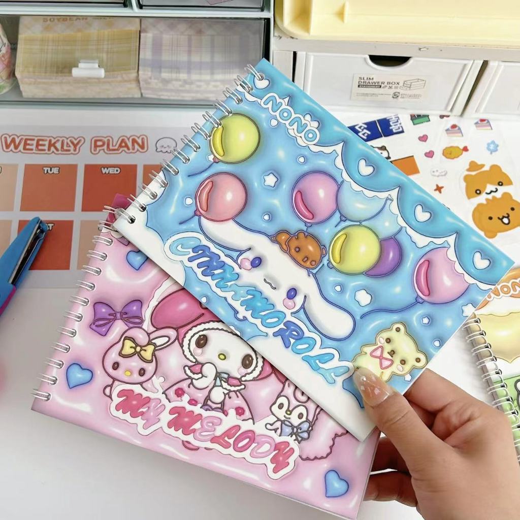 

SANRIO Stiker Binder Notebook Karakter Kuromi Cinnamorol Melody Pompompurin Buku Stiker Agenda