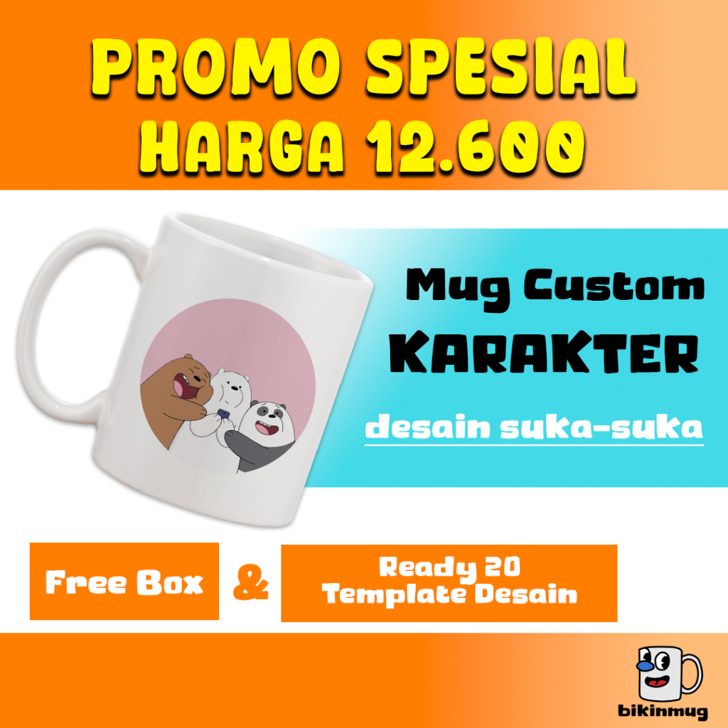 

Souvenir Kado Hadiah Mug Custom Karakter We Bare Bears Unik Lucu Murah Berkualitas