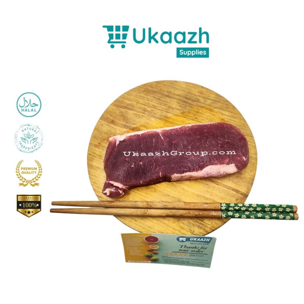 

Ukaazh Sirloin Striploin Beef Steak Daging Sapi AUS Import 0.1 Kg 100 Gram Frozen Murah