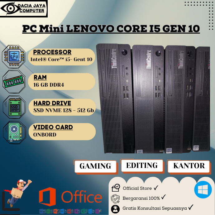 PC MINI LENOVO CORE I5 GEN 10 RAM 16GB SSD 512GB MULUS