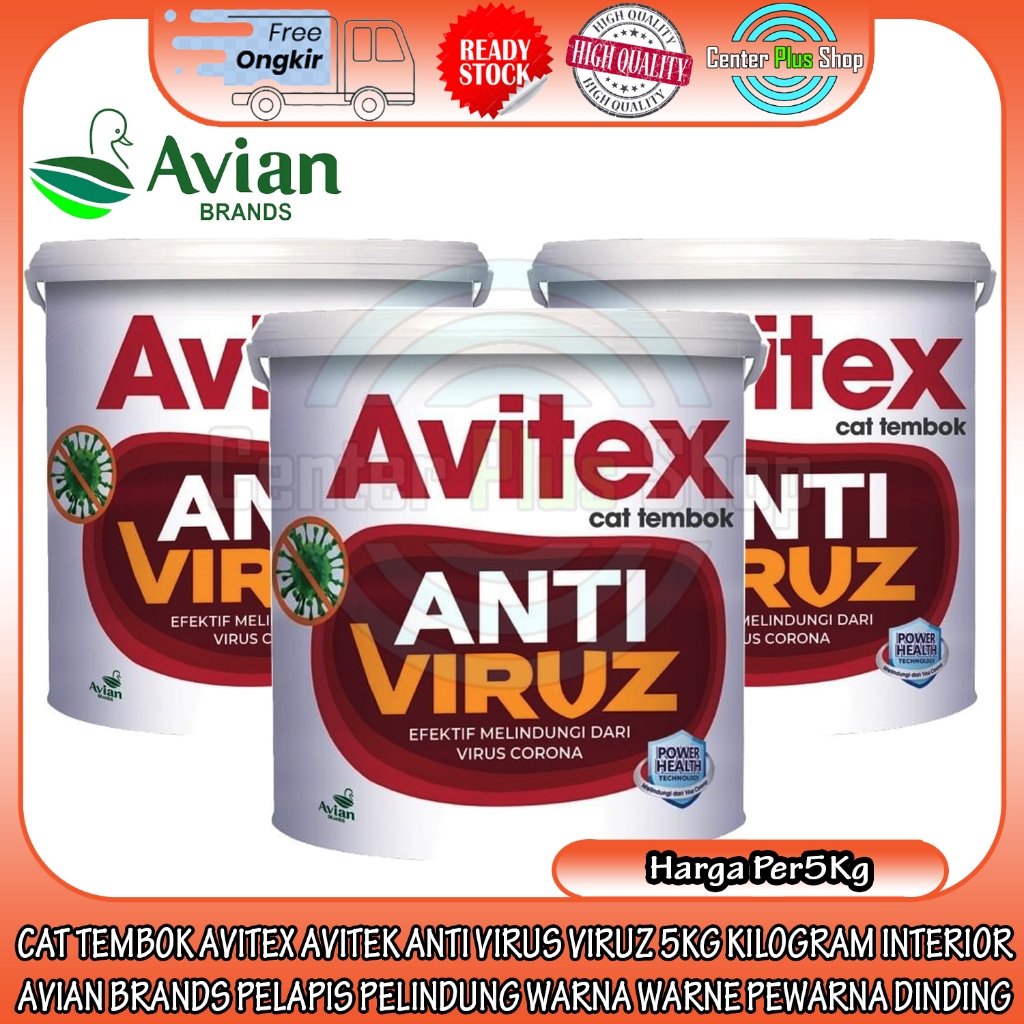 CAT TEMBOK AVITEX AVITEK ANTI VIRUS VIRUZ 5KG KILOGRAM INTERIOR AVIAN BRANDS PELAPIS PELINDUNG WARNA