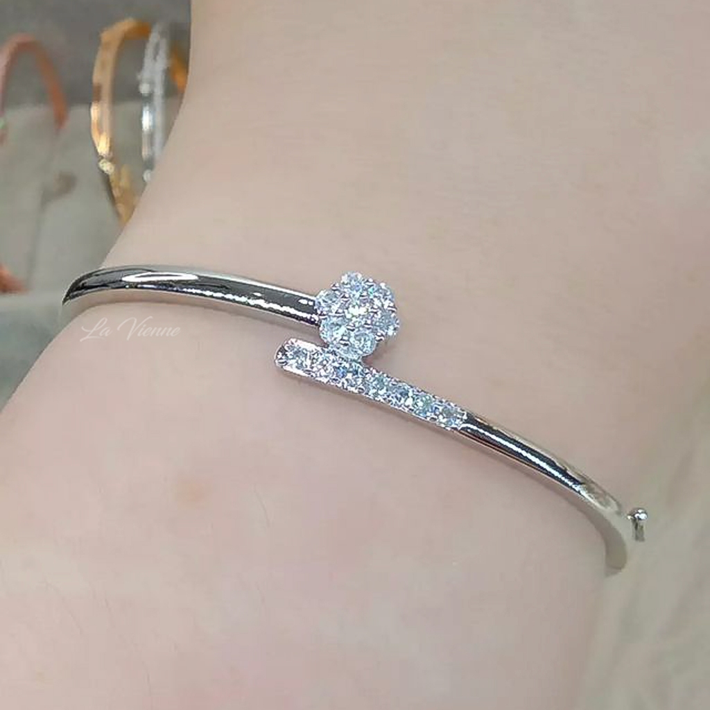 La Vienne - Gempita Silver - Gelang Titanium Wanita Anti Karat - Perhiasan Bangle Perempuan Mewah da