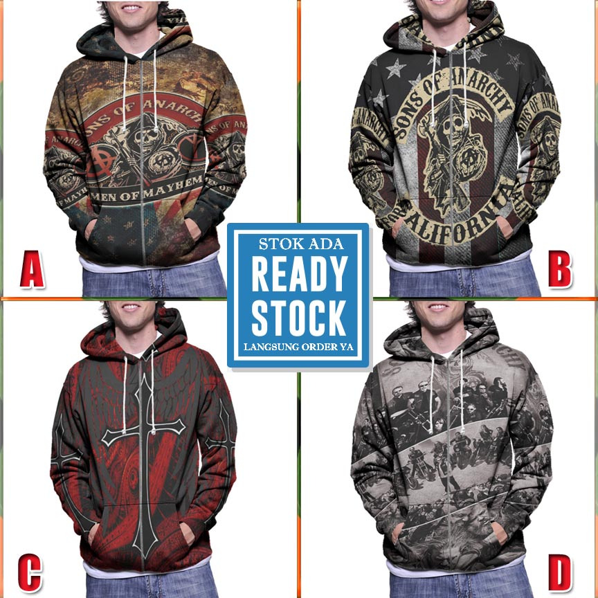 Zipper Hoodie Affliction Clothing Hoodie Fullprint Bahan Polyester Jersey | Size S M L XL XXL 3XL | 